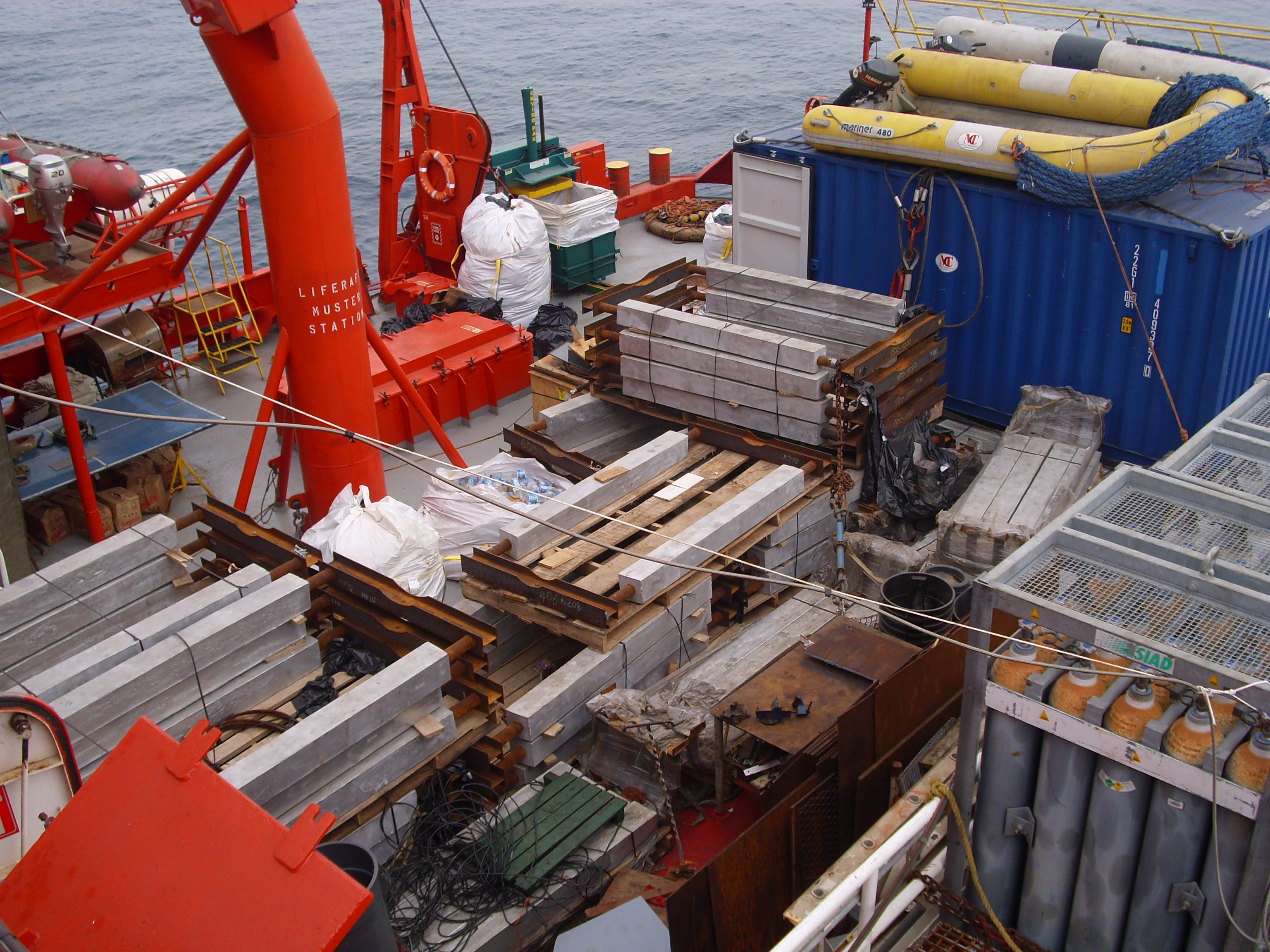 Diver installing sacrificial anodes on offshore structure